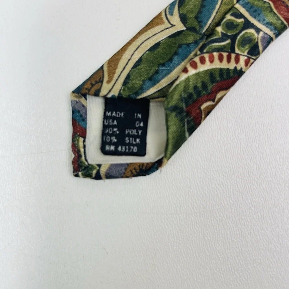 Geoffrey Beene Mens Tie‎ Red Green Blue Polyester Blend Tropical Jungle